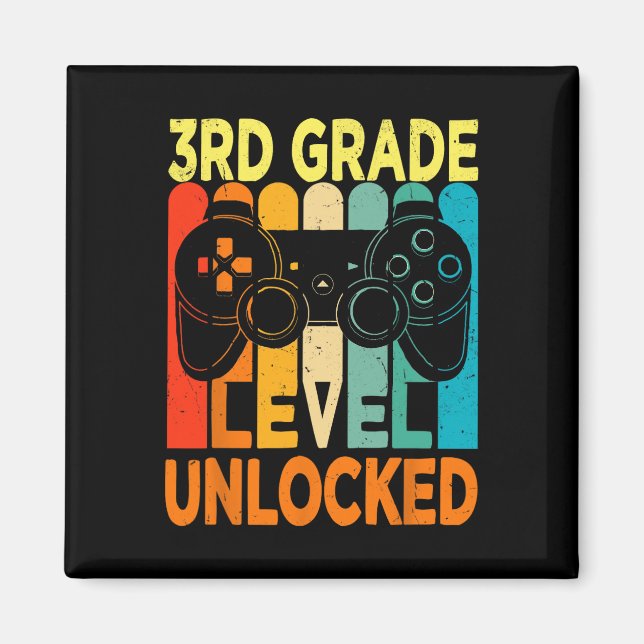 3rd Grade Level Unlocked Video Game Back To School Magnet (Front)