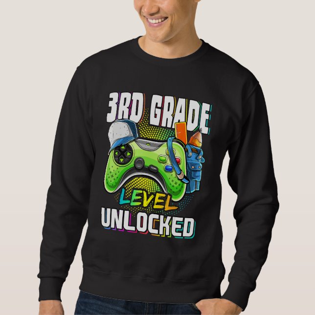 3rd Grade Level Unlocked Video Game Back To School Sweatshirt (Front)