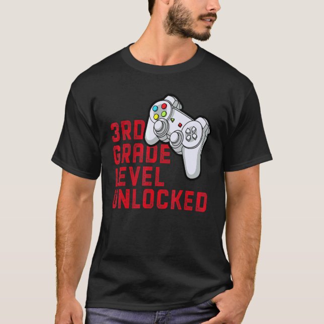 3rd Grade Level Unlocked Video Game Back To School T-Shirt (Front)