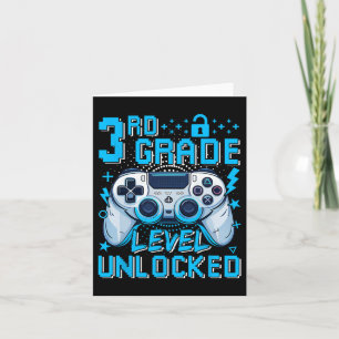 3rd Grade Level Unlocked Video Game First Day Boy Card