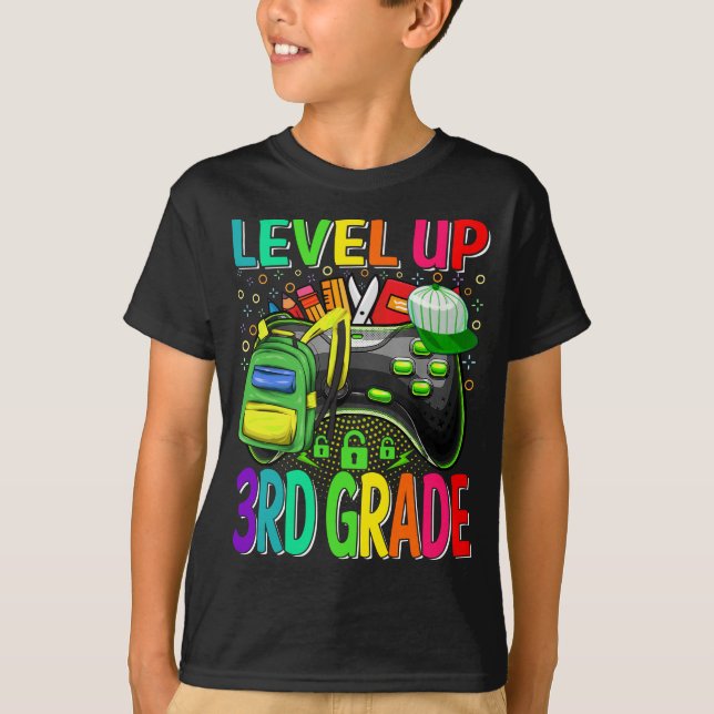 3rd Grade Level Up Back To School Unlocked T-Shirt (Front)