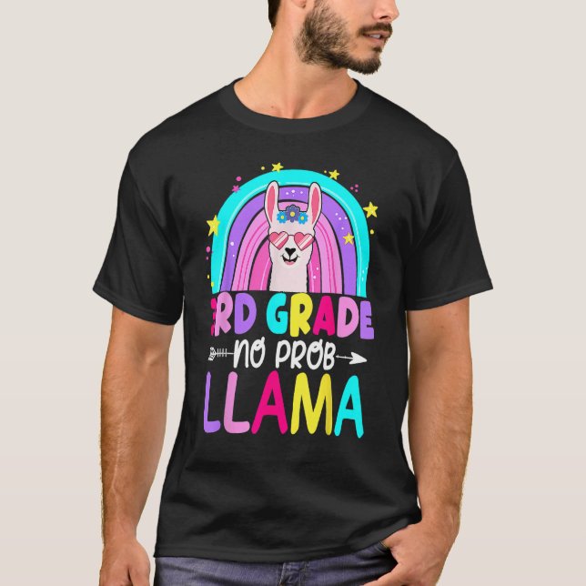 3rd Grade No Prob Llama Rainbow Back To School Tea T-Shirt (Front)