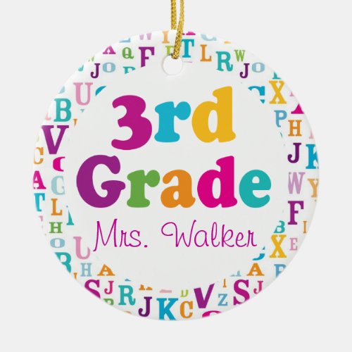 3rd Grade Personalized School Teacher Ornament
