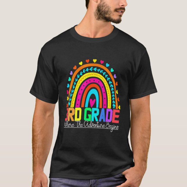 3rd grade rainbow leopard teacher team third grade T-Shirt (Front)