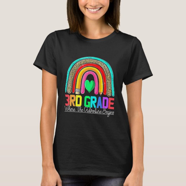 3rd grade rainbow leopard teacher team third grade T-Shirt (Front)