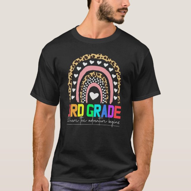 3rd grade rainbow leopard teacher team third grade T-Shirt (Front)