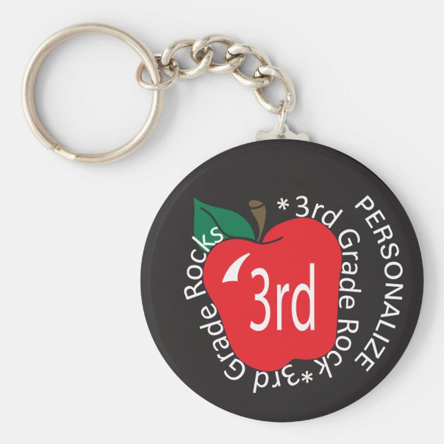 3rd Grade  Rocks - School Teacher Keychain (Front)