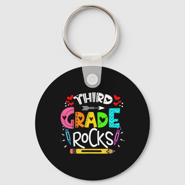 3rd Grade Rocks Third Grade Rock Ck To School  Keychain (Front)