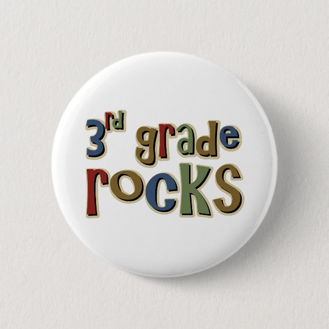3rd Grade Rocks Third Pinback Button (Front)