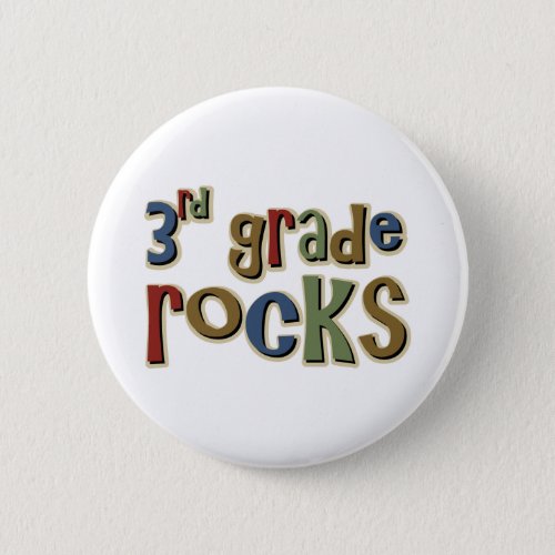 3rd Grade Rocks Third Pinback Button