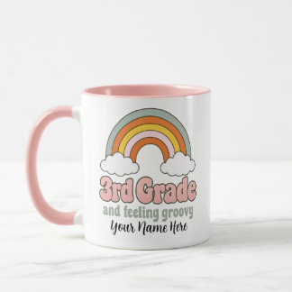 3rd Grade Squad Boho Rainbow Groovy Retro Mug