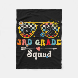 3rd Grade Squad Cute Groovy Teacher Student Back T Fleece Blanket