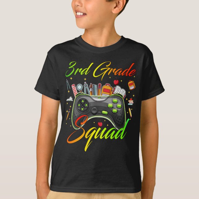 3rd Grade Squad Gamer Back To School First Day Boy T-Shirt (Front)