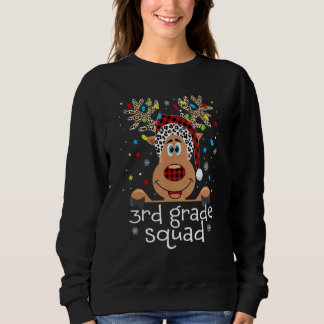 3rd Grade Squad Plaid Reindeer Santa Hat Teacher C Sweatshirt
