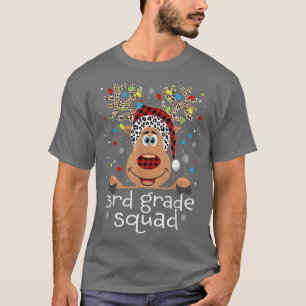 3rd Grade Squad Plaid Reindeer Santa Hat Teacher C T-Shirt