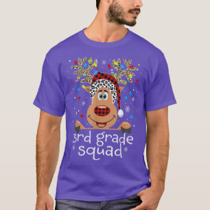 3rd Grade Squad Plaid Reindeer Santa Hat Teacher C T-Shirt