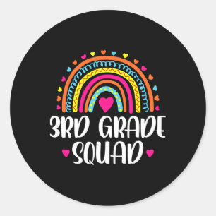 3rd Grade Squad Rainbow Ck To School Teacher Kids Classic Round Sticker
