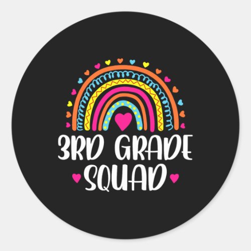 3rd Grade Squad Rainbow Ck To School Teacher Kids  Classic Round Sticker