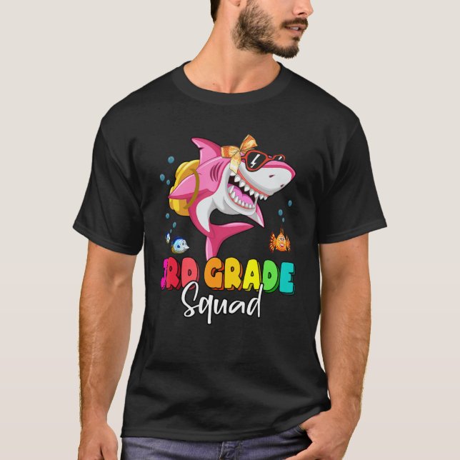 3rd Grade Squad  Shark Backpack Back To School Gir T-Shirt (Front)