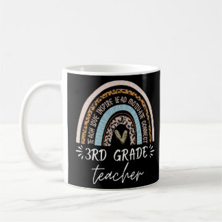 3rd grade teacher back to school cute boho rainbow coffee mug