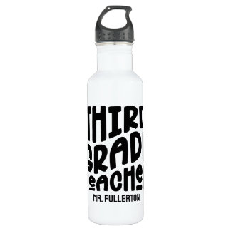 3rd Grade Teacher Black Text Design Stainless Steel Water Bottle