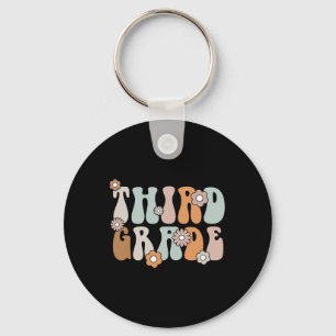 3rd Grade Teacher Boho Flower Back To School Keychain