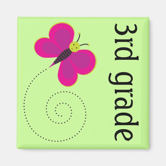 3rd Grade Teacher Butterfly Magnet Keepsake (Front)