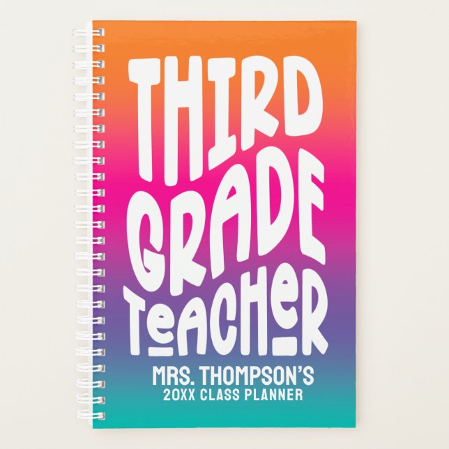 3rd Grade Teacher Colorful Ombre Planner (Front)
