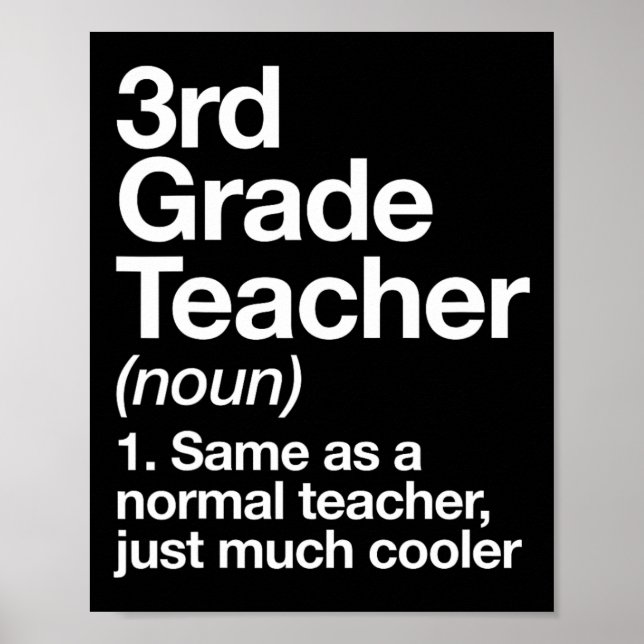 3rd Grade Teacher Definition Funny Ck To School Fi Poster (Front)