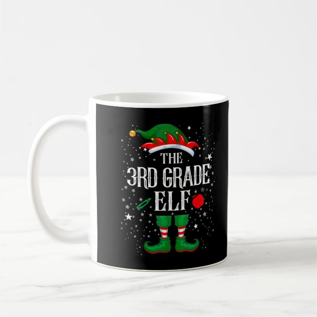 3rd Grade Teacher ELF Merry Christmas Xmas Santa’s Coffee Mug (Left)