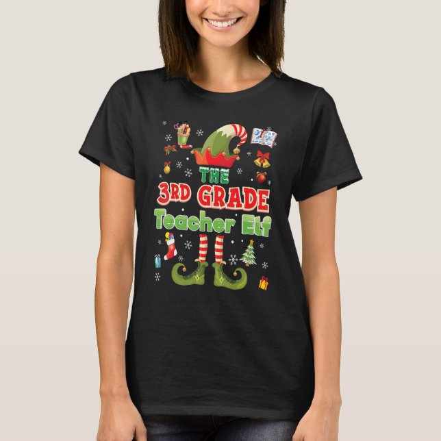 3rd Grade Teacher Elf Squad Christmas Third Sweate T-Shirt (Front)