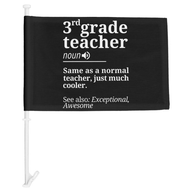 3rd Grade Teacher Funny Third Grade Teachers Gifts Car Flag (Front)