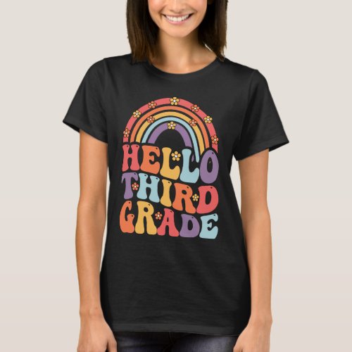 3rd Grade Teacher Groovy Rainbow Back To School T_Shirt