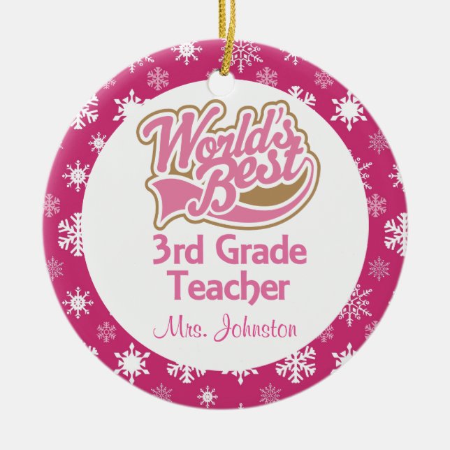 3rd Grade Teacher Personalized Ornament (Front)