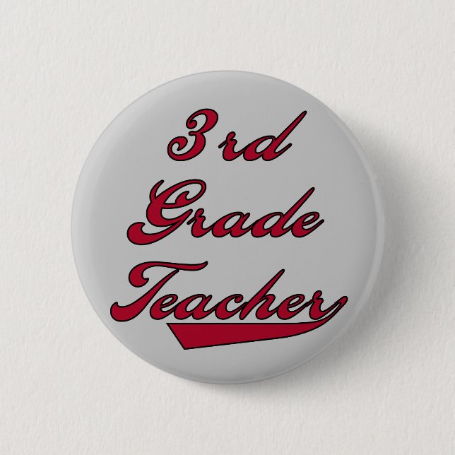 3rd Grade Teacher Red Tshirts and Gifts Button (Front)