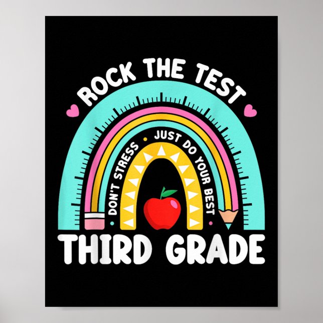 3rd Grade Teacher Rock The Test Day Third Grade Te Poster (Front)
