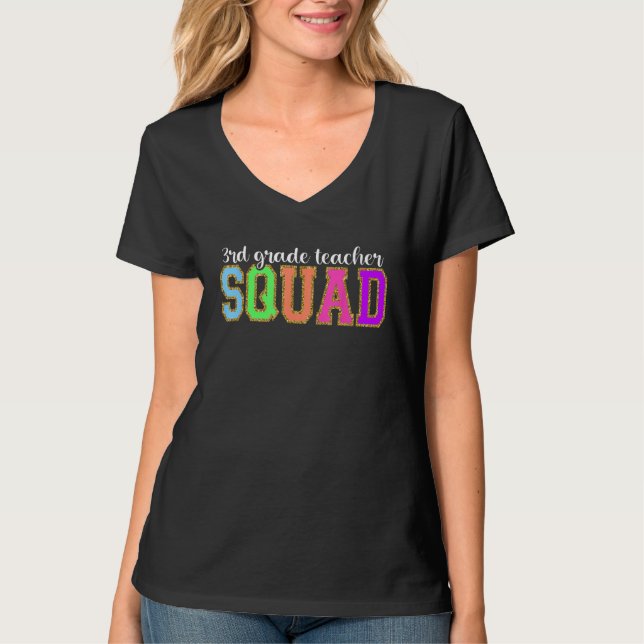 3rd Grade Teacher Squad Back to School Worker Supp T-Shirt (Front)