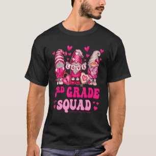 3rd Grade Teacher Squad Valentines Day Gnomes Hold T-Shirt
