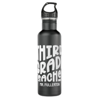 3rd Grade Teacher White Text Design Stainless Steel Water Bottle