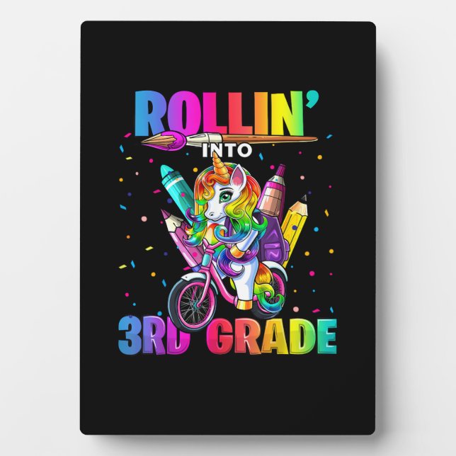 3rd Grade Unicorn Back to School First Day of Scho Plaque (Front)