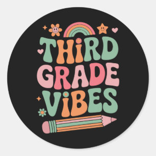 3rd Grade Vibes Back To School Look For Kid And Te Classic Round Sticker