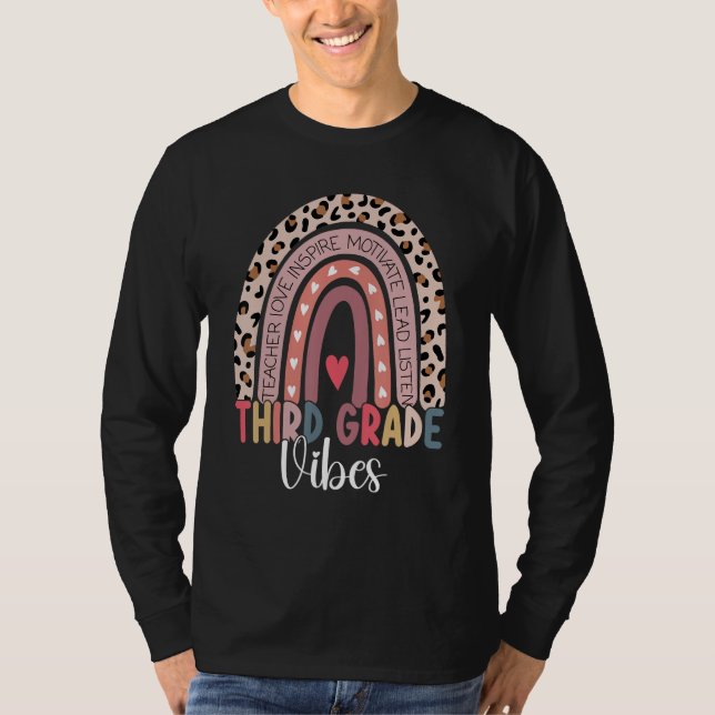 3rd Grade Vibes Rainbow Leopard Third Grade Teache T-Shirt (Front)