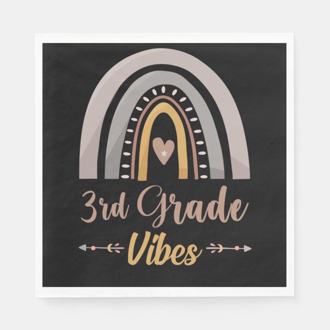 3rd Grade Vibes Rainbow Third Grade Back to School Napkins (Front)