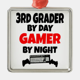 3rd Grader by Day Gamer by Night Metal Ornament