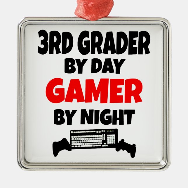 3rd Grader by Day Gamer by Night Metal Ornament (Front)