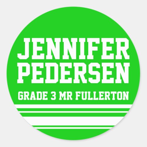 3rd Grader school education name id sticker green