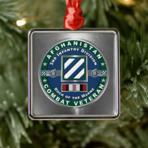 3rd ID Infantry Division Christmas Afghanistan Vet Metal Ornament