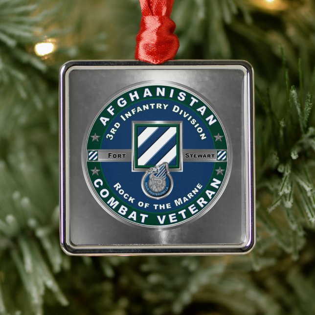 3rd ID Infantry Division Christmas Afghanistan Vet Metal Ornament (Tree)