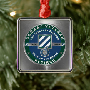 3rd ID Infantry Division Christmas Retired Metal Ornament
