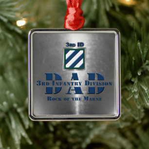 3rd ID Infantry Division DAD Christmas Metal Ornament